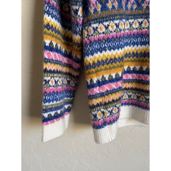 Talbots Size Medium Mock Neck Pullover Sweater Pink White Cream - Picture 5 of 9